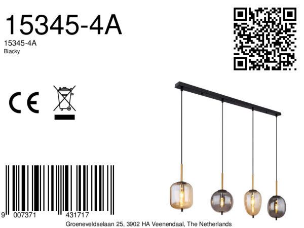 Globo Blacky hanglamp – E14 (kleine fitting) – Zwart - Image 6