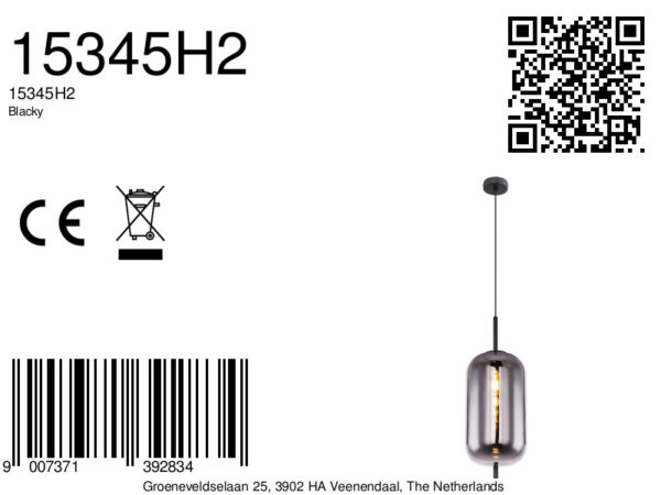 Globo Blacky hanglamp – ø 22 cm – E27 (grote fitting) – Zwart - Image 5
