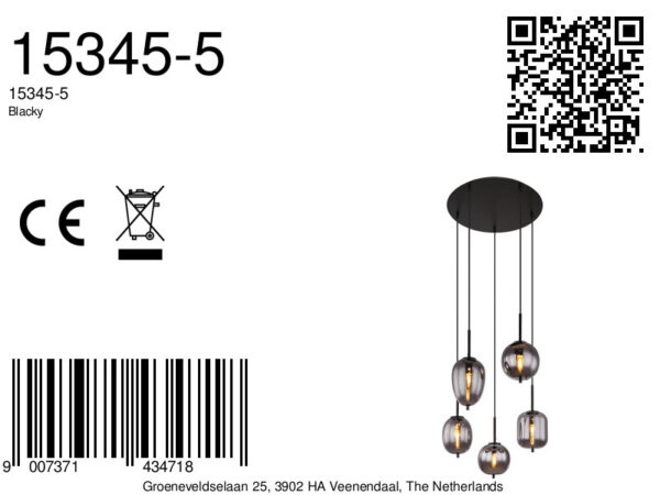 Globo Blacky hanglamp – ø 57,5 cm – E14 (kleine fitting) – Zwart - Image 4