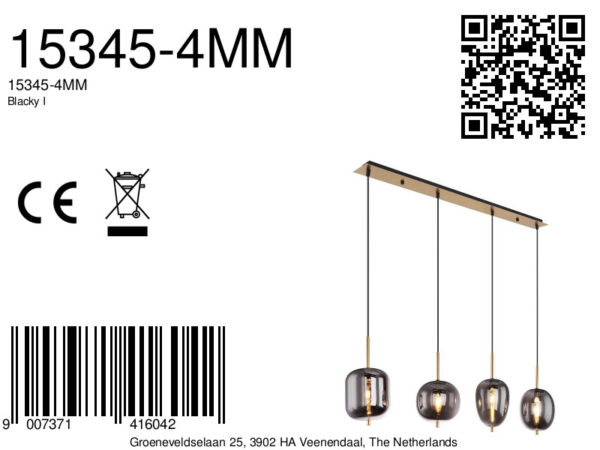Messing hanglamp metaal modern Globo Blacky i - Image 6