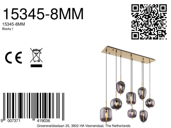 Globo Blacky i hanglamp – E14 (kleine fitting) – Messing - Image 6