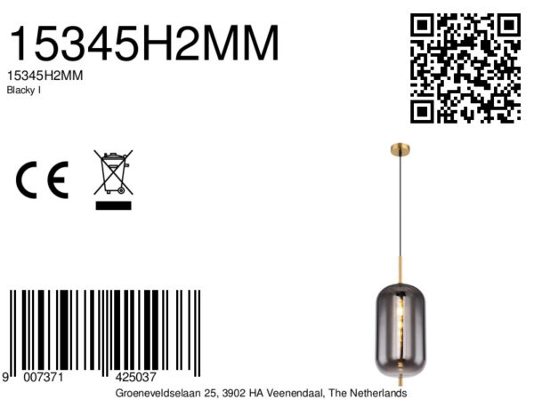 Globo Blacky i hanglamp – ø 22 cm – E27 (grote fitting) – Messing - Image 6