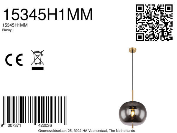 Globo Blacky i hanglamp – ø 30 cm – E27 (grote fitting) – Messing - Image 6