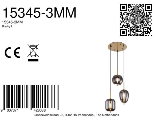 Globo Blacky i hanglamp – ø 46 cm – E14 (kleine fitting) – Messing - Image 6