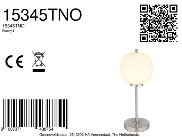Globo Blacky i tafellamp – ø 18,5 cm – E14 (kleine fitting) – Nikkel - Image 6