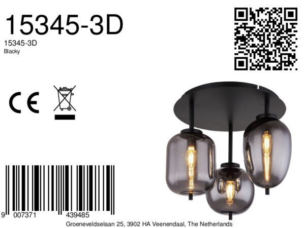 Globo Blacky plafonniere – ø 46 cm – E14 (kleine fitting) – Zwart - Image 4