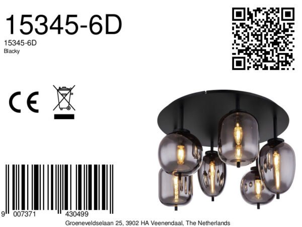 Globo Blacky plafonniere – ø 65 cm – E14 (kleine fitting) – Zwart - Image 6