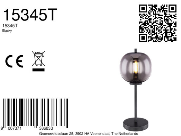 Globo Blacky tafellamp – ø 18,5 cm – E14 (kleine fitting) – Zwart - Image 4