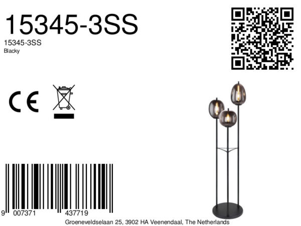 Globo Blacky vloerlamp – ø 40,5 cm – E14 (kleine fitting) – Zwart - Image 5