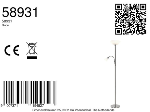 Globo Blade vloerlamp – ø 30 cm – E14 (kleine fitting) – - Image 2