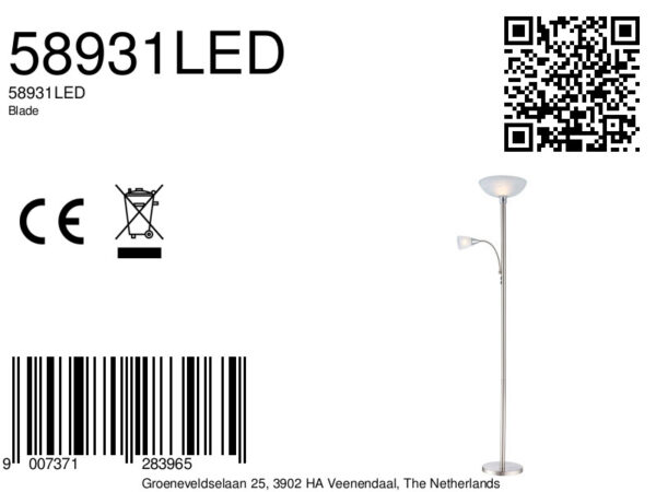 Globo Blade vloerlamp – ø 30 cm – LED + E27 – - Image 2