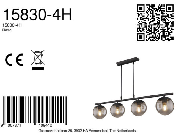 Globo Blama hanglamp – E27 (grote fitting) – Zwart - Image 5