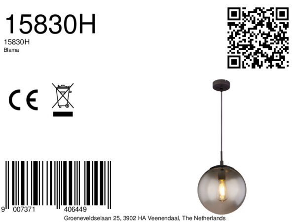 Zwart metalen bol moderne hanglamp Globo Blama - Image 4