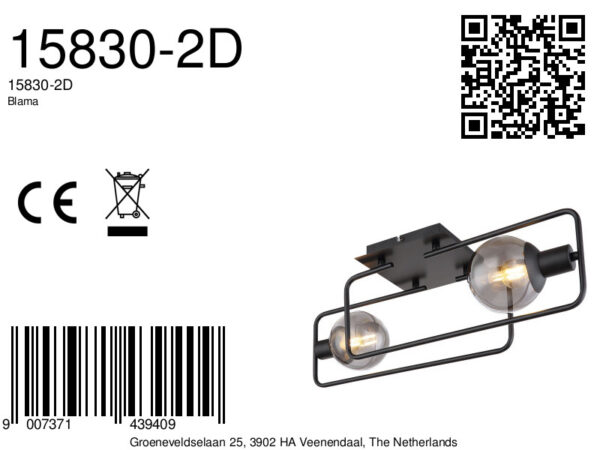 Globo Blama plafonniere – E14 (kleine fitting) – Zwart - Image 5