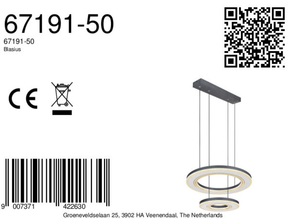 Globo Blasius hanglamp – ø 50 cm – Ingebouwd (LED) – Zwart - Image 5