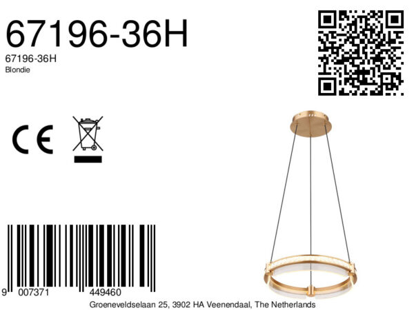 Globo Blondie hanglamp – ø 40 cm – Ingebouwd (LED) – Goud - Image 5