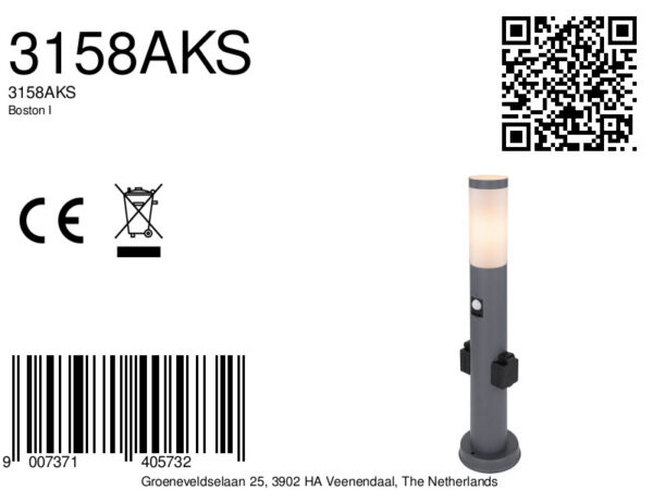Globo Boston i vloerlamp – ø 13,1 cm – E27 (grote fitting) – Antraciet - Image 5