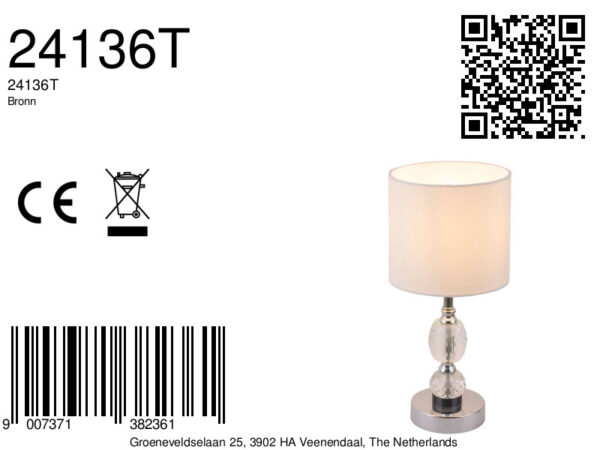 Globo Bronn tafellamp – ø 21 cm – E14 (kleine fitting) – Chroom - Image 5