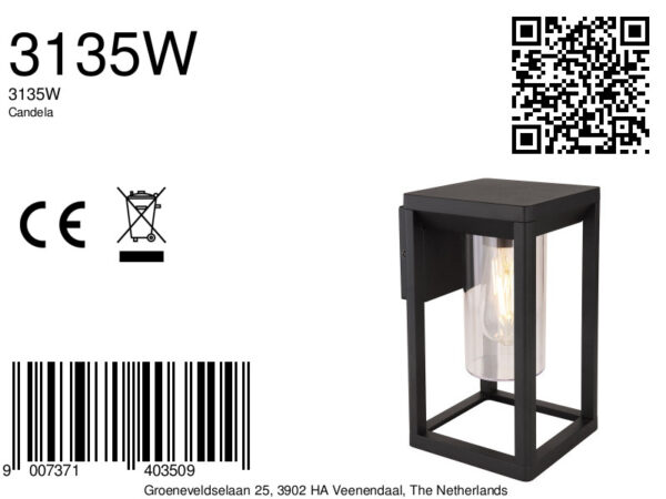Globo Candela wandlamp – LED + E27 – Zwart - Image 5