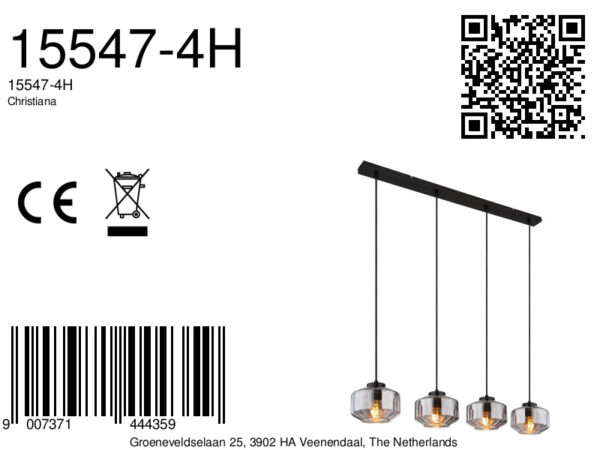 Globo Christiana hanglamp – E27 (grote fitting) – Zwart - Image 6