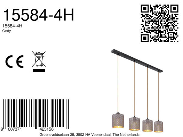 Globo Cindy hanglamp – E27 (grote fitting) – Zwart - Image 5