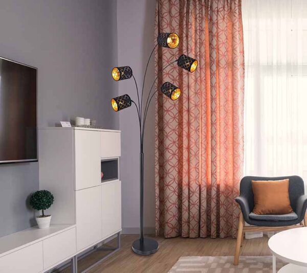 Zwarte retro metalen vloerlamp Globo Clarke - Image 5