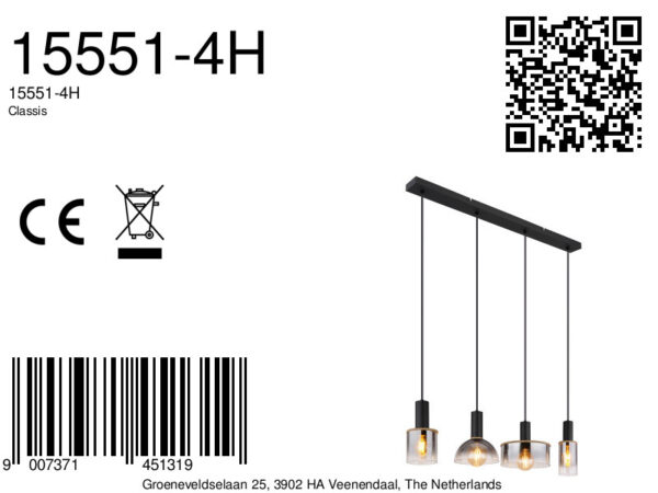 Globo Classis hanglamp – E27 (grote fitting) – Zwart - Image 6