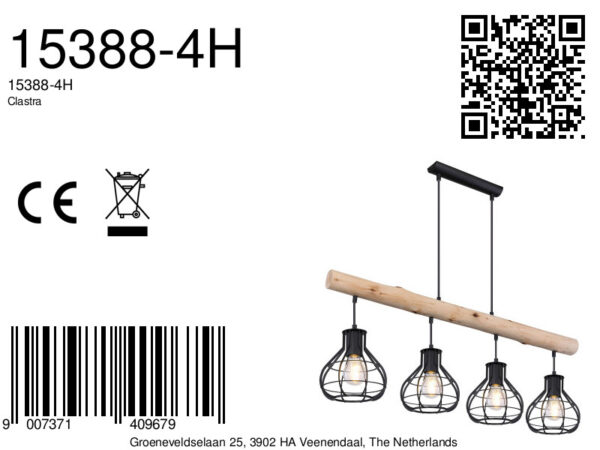 Globo Clastra hanglamp – E27 (grote fitting) – Zwart - Image 6