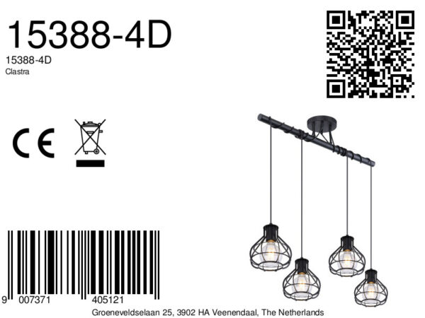 Globo Clastra plafonniere – E27 (grote fitting) – Zwart - Image 6