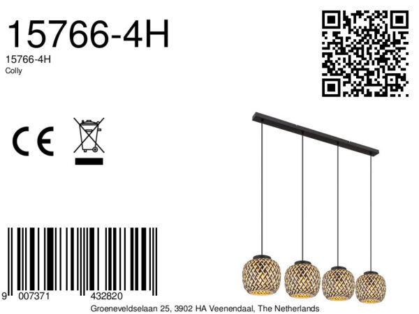 Globo Colly hanglamp – LED + E27 – Zwart - Image 5