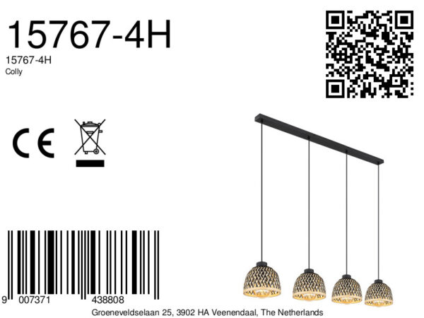 Globo Colly hanglamp – LED + E27 – Zwart - Image 5