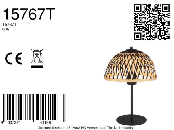 Globo Colly tafellamp – ø 25 cm – LED + E27 – Zwart - Image 5