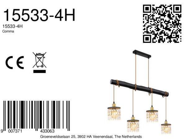 Globo Comma hanglamp – E27 (grote fitting) – Messing - Image 6