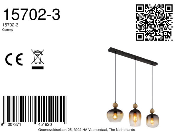 Globo Commy hanglamp – E27 (grote fitting) – Zwart - Image 5