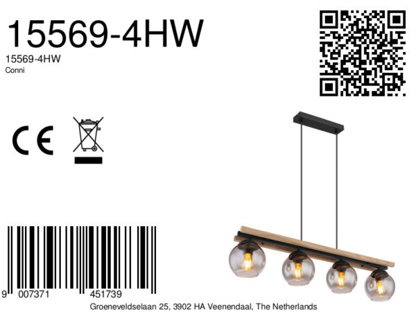 Globo Conni hanglamp – E27 (grote fitting) – Zwart - Image 6