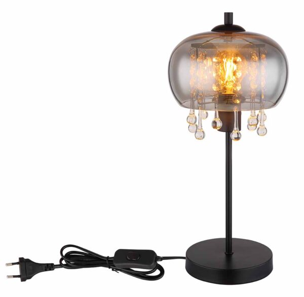 Klassieke tafellamp zwart metaal glas Globo Corry - Image 3