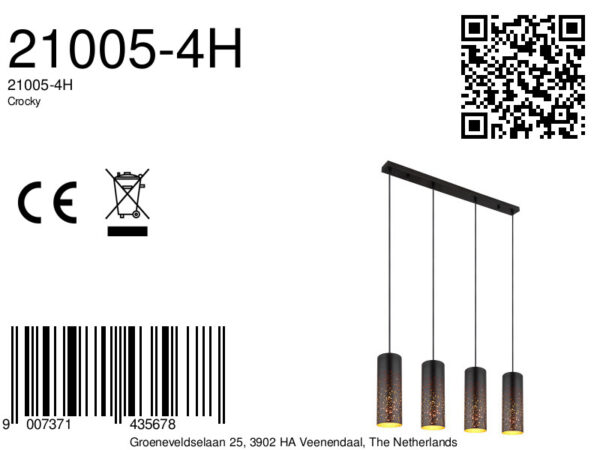 Globo Crocky hanglamp – E27 (grote fitting) – Zwart - Image 5