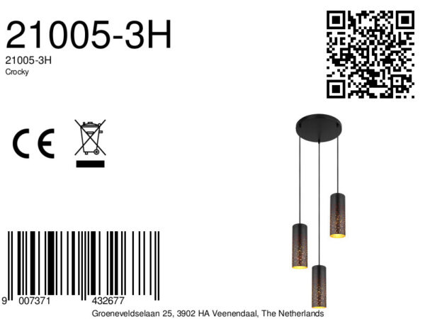Globo Crocky hanglamp – ø 34 cm – E27 (grote fitting) – Zwart - Image 5