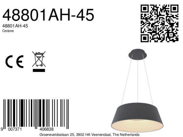 Globo Crotone hanglamp – ø 46 cm – Ingebouwd (LED) – Antraciet - Image 5