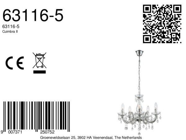 Globo Cuimbra ii hanglamp – ø 44 cm – E14 (kleine fitting) – Chroom - Image 3