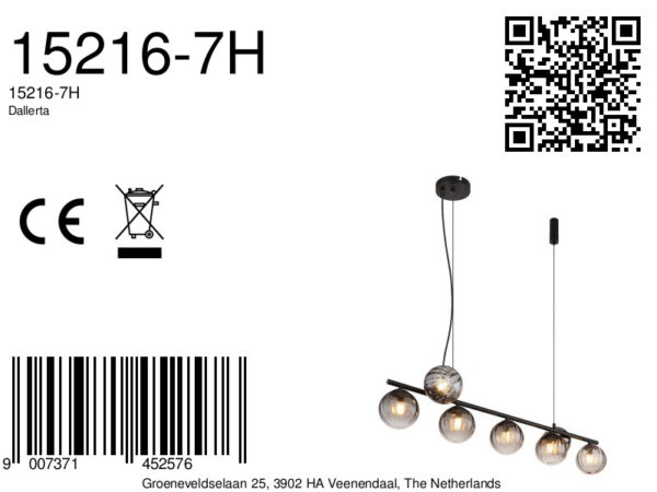 Hanglamp zwart metaal modern Globo Dallerta - Image 6