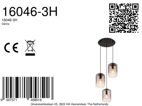 Globo Darina hanglamp – ø 47 cm – E27 (grote fitting) – Zwart - Image 5