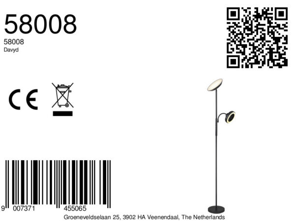 Globo Davyd vloerlamp – Ingebouwd (LED) – Zwart - Image 5