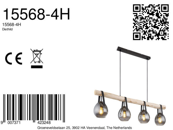 Globo Diethild hanglamp – E27 (grote fitting) – Zwart - Image 6