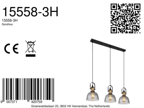 Globo Dorothea hanglamp – E27 (grote fitting) – Zwart - Image 6