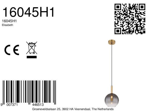 Globo Elisabeth hanglamp – ø 18 cm – G9 – Messing - Image 5