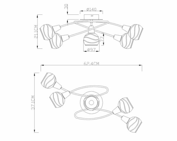 Globo Elliott plafonniere – LED + E14 – Nikkel - Image 3