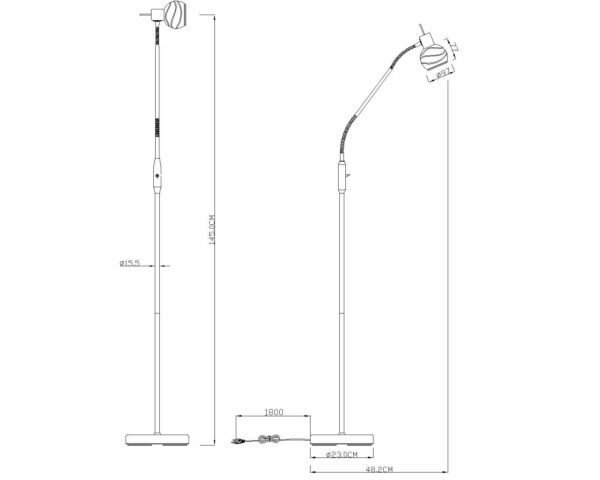 Globo Elliott vloerlamp – LED + E14 – Nikkel - Image 3