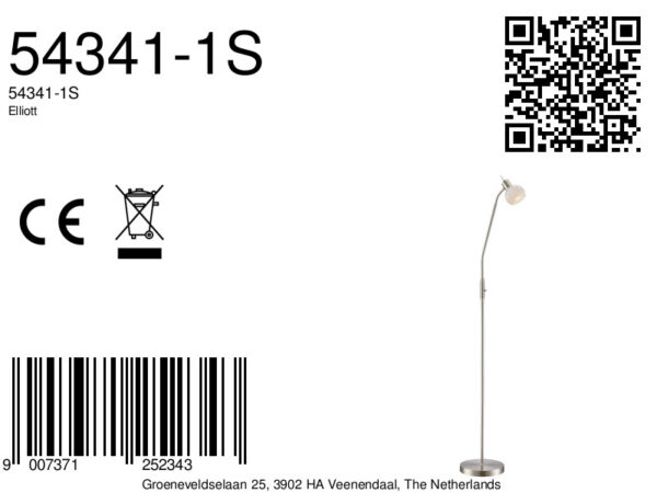 Globo Elliott vloerlamp – LED + E14 – Nikkel - Image 4
