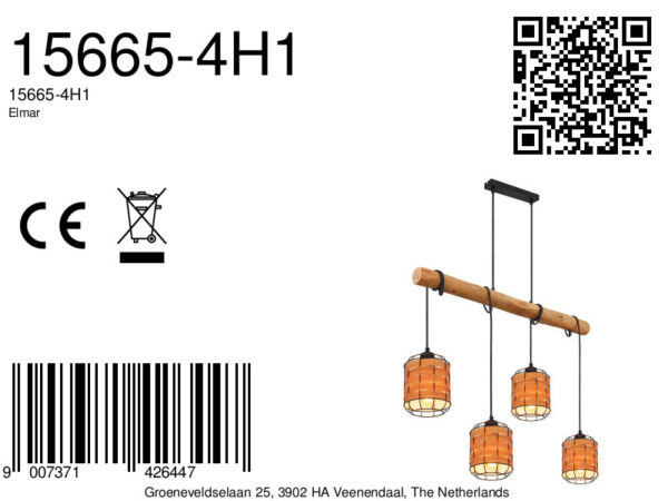Globo Elmar hanglamp – E27 (grote fitting) – Zwart - Image 5